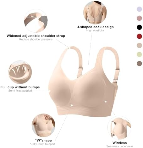 Fittingirls Women's Plus Size Wireless Bra No Underwire Seamless Full Coverage Push Up High Support - Image 8