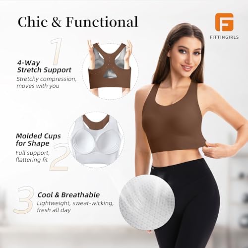 Fittingirls Sports Bras for Women High Impact, Seamless Wirefree Workout Bra with Removable Pads for Yoga Running - Image 5