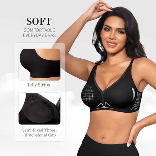 Fittingirls Women's Sexy Lace Bra - Deep V Push-Up Minimizer, Comfort Wireless Seamless Lightly Padded Lingerie - Image 5