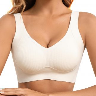 Fittingirls Plus Size High Support Sports Bras for Women, No Underwire Full Coverage Seamless Cooling Bra, Wide Strap
